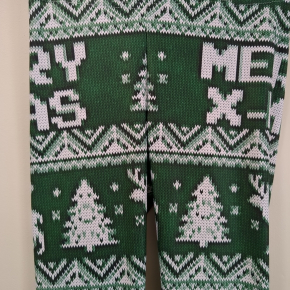 Gearbunch women's X-MAS green and white leggings, size S - Picture 2 of 9